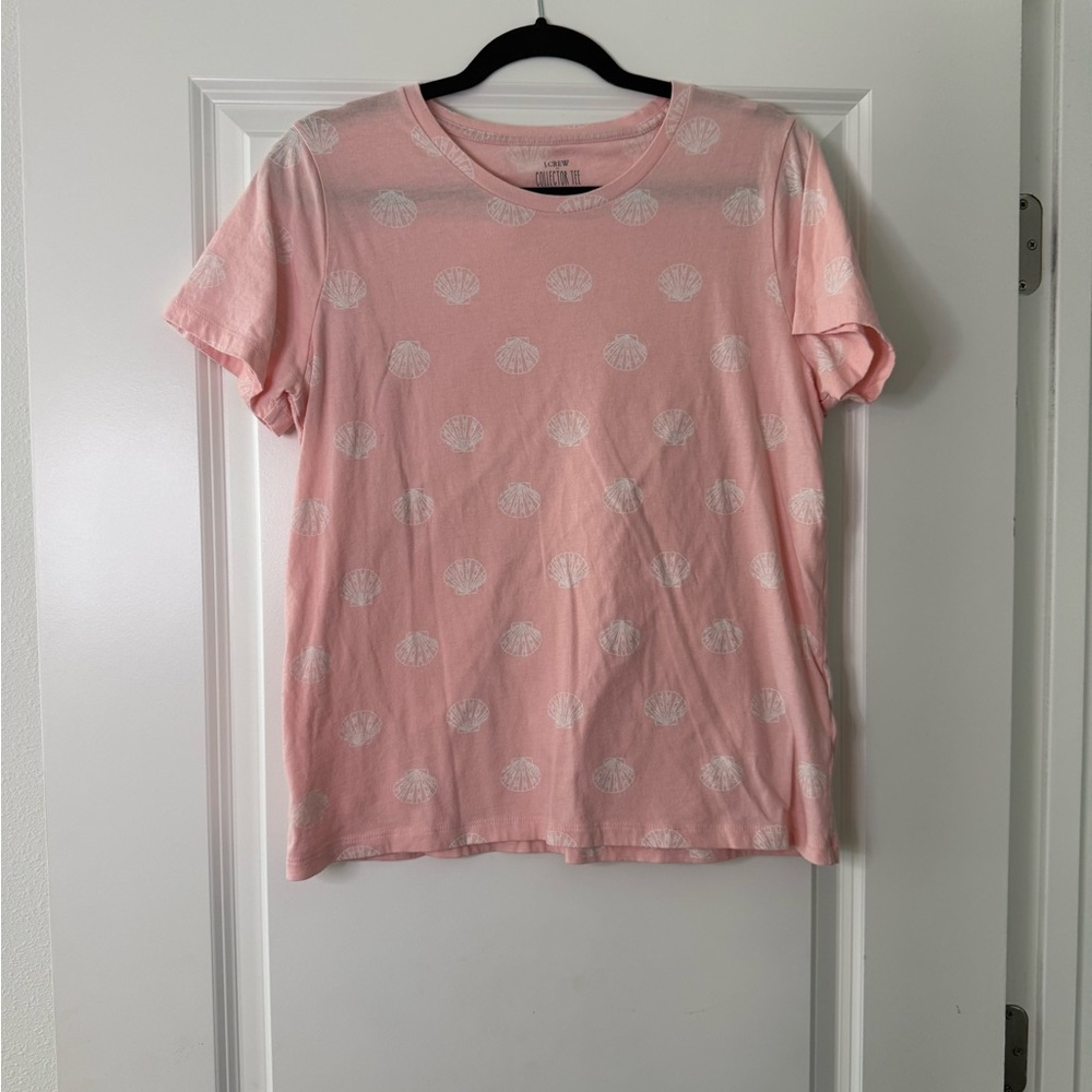 J. Crew Peach Tee with Shell Design